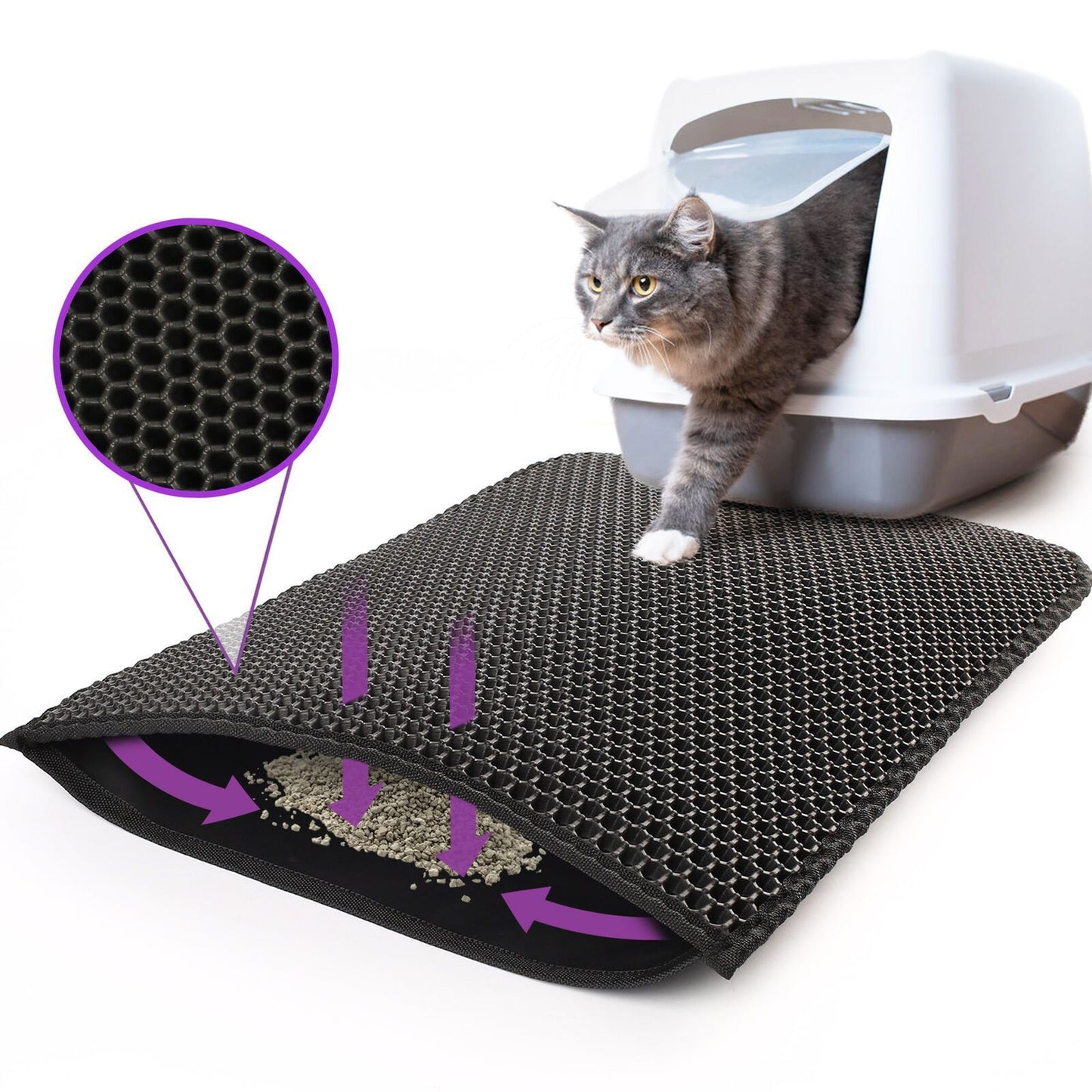 Honeycomb Non Slip EVA Cat Litter Mat - PurePaws Co