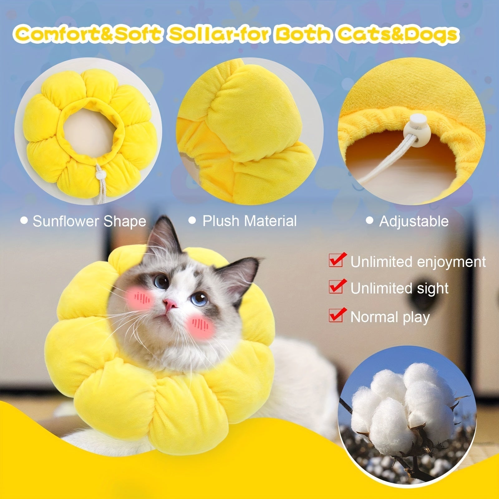 Cute Sunflower Neck Recovery Collar - PurePaws Co